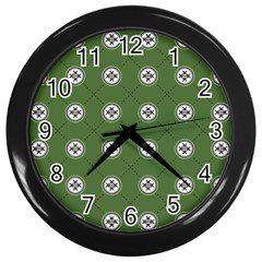 Logo Kekistan Pattern Elegant With Lines On Green Background Wall Clock (black) by snek