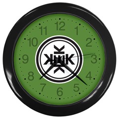 Official Logo Kekistan Circle Green And Black On Dark Green Background Wall Clock (black) by snek