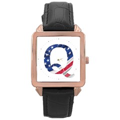 Qanon Usa Flag Wwgowga Wwg1wga Rose Gold Leather Watch  by snek