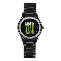 Drain The Swamp Maga Green And Gray Stainless Steel Round Watch by snek