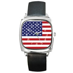 Usa Flag Square Metal Watch by snek