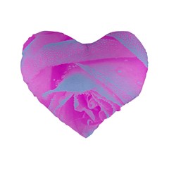 Perfect Hot Pink And Light Blue Rose Detail Standard 16  Premium Flano Heart Shape Cushions by myrubiogarden