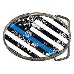 Usa Flag The Thin Blue Line I Back The Blue Usa Flag Grunge On White Background Belt Buckles by snek