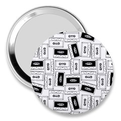 Tape Cassette 80s Retro Genx Pattern Black And White 3  Handbag Mirrors by genx