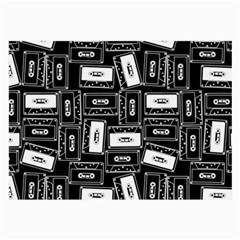 Tape Cassette 80s Retro Genx Pattern Black And White Large Glasses Cloth (2-side) by genx