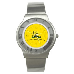 No Step On Snek Gadsden Flag Meme Parody Stainless Steel Watch by snek