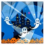 Halloween Ghosts Haunted House Large Satin Scarf (Square) Front