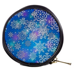 Snowflake Background Blue Purple Mini Makeup Bag by Wegoenart