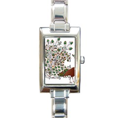 Peacock Graceful Bird Animal Rectangle Italian Charm Watch by Wegoenart