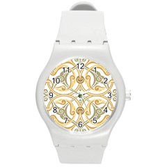 Arabesque Ornament Islamic Art Stencil Drawing Round Plastic Sport Watch (m) by Wegoenart