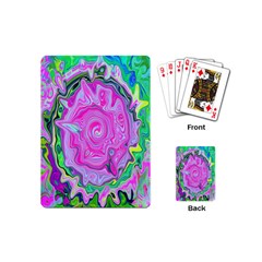 Groovy Pink, Blue And Green Abstract Liquid Art Playing Cards (mini) by myrubiogarden