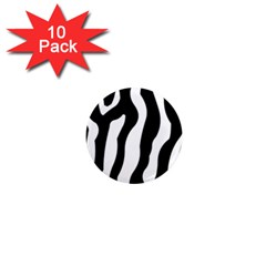 Zebra Horse Pattern Black And White 1  Mini Magnet (10 Pack)  by picsaspassion