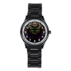 Fractal Colorful Pattern Fantasy Stainless Steel Round Watch by Wegoenart