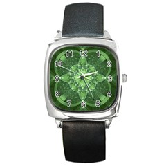 Fractal Green St Patrick S Day Square Metal Watch by Wegoenart