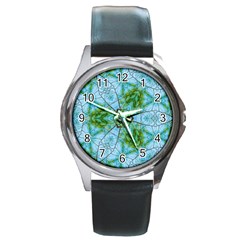 Forest Kaleidoscope Pattern Round Metal Watch by Wegoenart