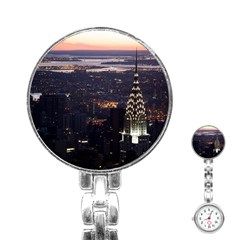 New York Manhattan Evening Dusk Stainless Steel Nurses Watch by Wegoenart