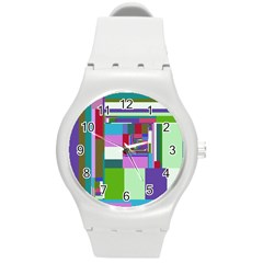 Fractal Gradient Colorful Infinity Art Round Plastic Sport Watch (m) by Wegoenart