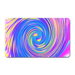 Cool Abstract Pink Blue And Yellow Twirl Liquid Art Magnet (rectangular) by myrubiogarden