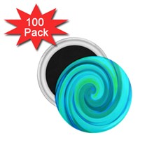 Groovy Cool Abstract Aqua Liquid Art Swirl Painting 1 75  Magnets (100 Pack)  by myrubiogarden