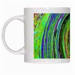 Groovy Abstract Green And Crimson Liquid Swirl White Mugs by myrubiogarden