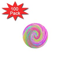 Groovy Abstract Pink And Blue Liquid Swirl Painting 1  Mini Magnets (100 Pack)  by myrubiogarden