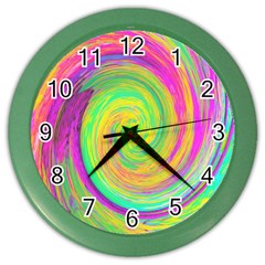 Groovy Abstract Purple And Yellow Liquid Swirl Color Wall Clock by myrubiogarden