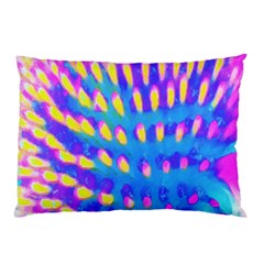 Pink, Blue And Yellow Abstract Coneflower Pillow Case by myrubiogarden