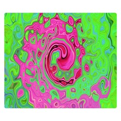 Groovy Abstract Green And Red Lava Liquid Swirl Double Sided Flano Blanket (small)  by myrubiogarden