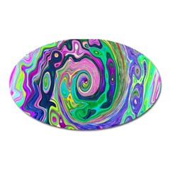 Groovy Abstract Aqua And Navy Lava Liquid Swirl Oval Magnet by myrubiogarden