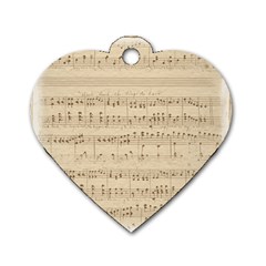 Vintage Beige Music Notes Dog Tag Heart (one Side) by Pakrebo