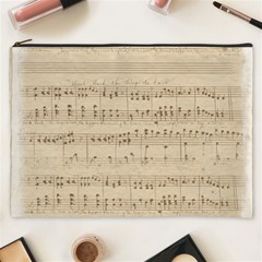 Vintage Beige Music Notes Cosmetic Bag (xxxl) by Pakrebo