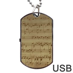 Vintage Sheet Music Background Dog Tag Usb Flash (one Side) by Pakrebo