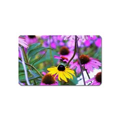 Yellow Flowers In The Purple Coneflower Garden Magnet (name Card) by myrubiogarden