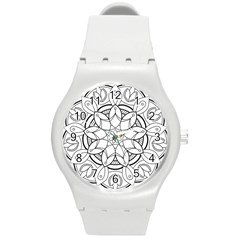 Mandala Drawing Dyes Page Round Plastic Sport Watch (m) by Pakrebo