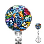 Graffiti Urban colorful graffiti cartoon fish Stainless Steel Nurses Watch Front