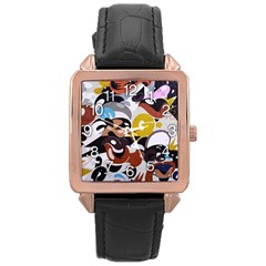 Graffiti Urban Colorful Graffiti City Wall Hip Hop Music Singers Rose Gold Leather Watch  by genx