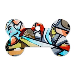 Blue Face King Graffiti Street Art Urban Blue And Orange Face Abstract Hiphop Dog Tag Bone (two Sides) by genx