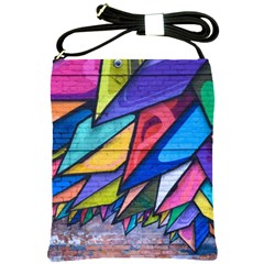 Urban Colorful Graffiti Brick Wall Industrial Scale Abstract Pattern Shoulder Sling Bag by genx