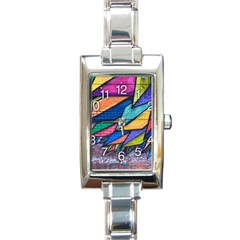 Urban Colorful Graffiti Brick Wall Industrial Scale Abstract Pattern Rectangle Italian Charm Watch by genx