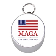 Maga Make America Great Again With Usa Flag Mini Silver Compasses by snek