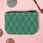 Chevron Pattern Black Mint Green Mini Coin Purse Back