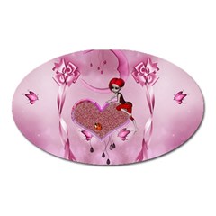 Cute Little Girl With Heart Oval Magnet by FantasyWorld7