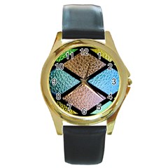 Stained Glass Soul Round Gold Metal Watch by WensdaiAmbrose