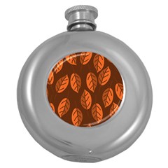 Pattern Leaf Plant Round Hip Flask (5 Oz) by Mariart