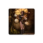 Wonderful Steampunk Lady Square Magnet Front