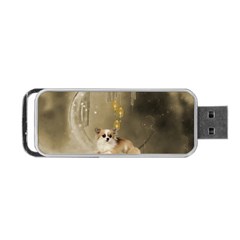 Cute Little Chihuahua With Hearts On The Moon Portable Usb Flash (one Side) by FantasyWorld7