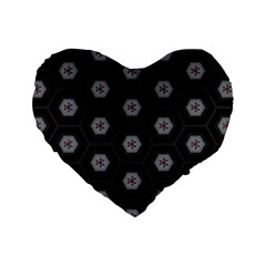 Geometric Pattern - Black Standard 16  Premium Heart Shape Cushions by WensdaiAmbrose