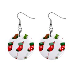 Christmas Stocking Candle Mini Button Earrings by Mariart