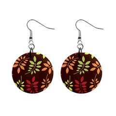 Leaves Foliage Pattern Design Mini Button Earrings