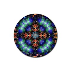 Mosaic Kaleidoscope Form Pattern Rubber Coaster (round)  by Pakrebo